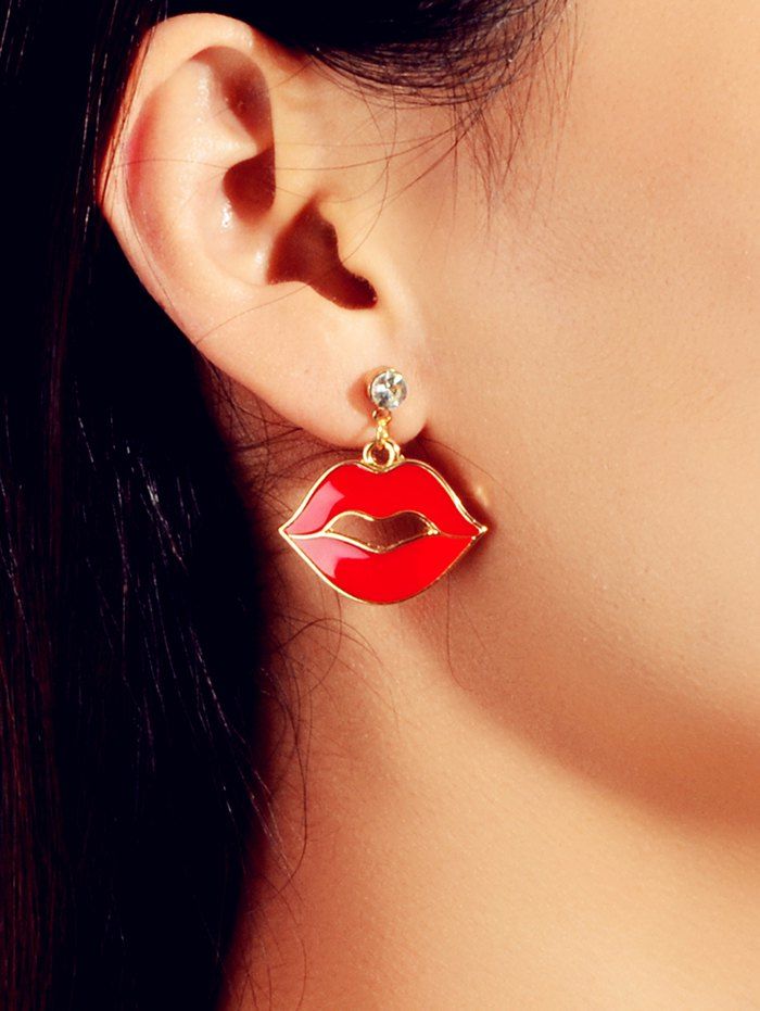 

Red Lip Pattern Enamel Drop Earrings, Lava red