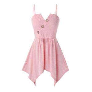 

Plus Size Handkerchief Buttons Cami Top, Light pink