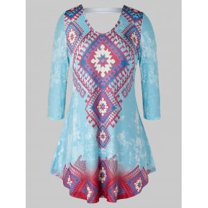 

Plus Size Tie Dye Ombre Print Cutout Tunic Tee, Multi