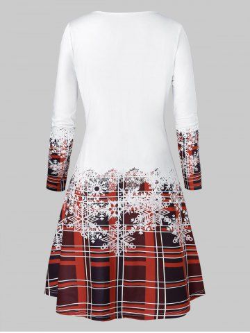 

Plus Size Plaid Print Swing Tee Dress, White