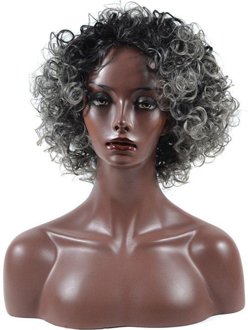 

Afro Curl Synthetic Medium Fluffy Ombre Wig, Battleship gray