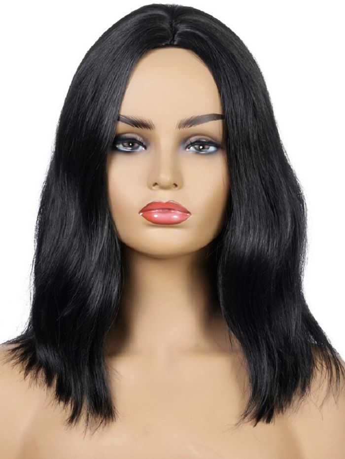 

Center Part Natural Straight Medium Synthetic Wig, Black