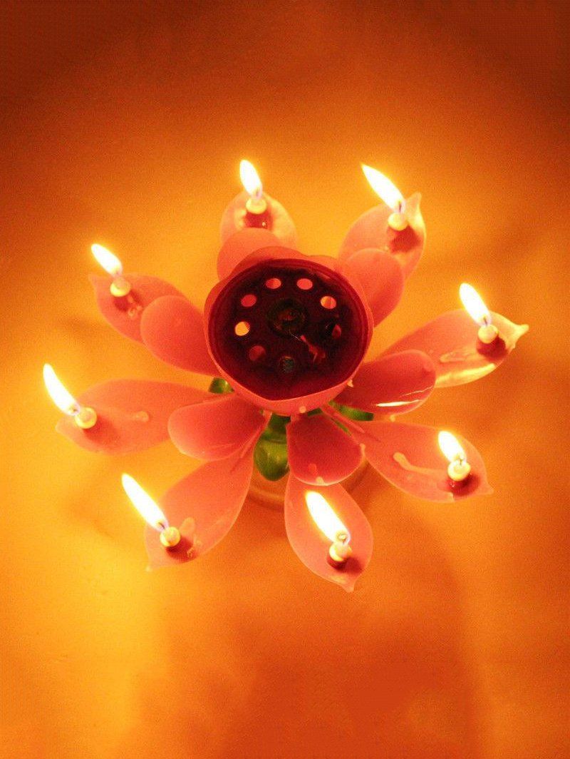 

Double Layered Rotating Lotus Shape Birthday Candles, Red