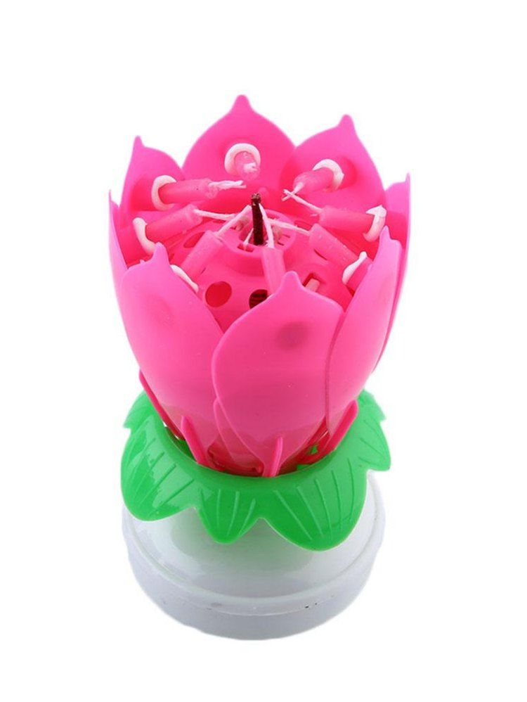 

Double Layered Rotating Lotus Shape Birthday Candles, Pink