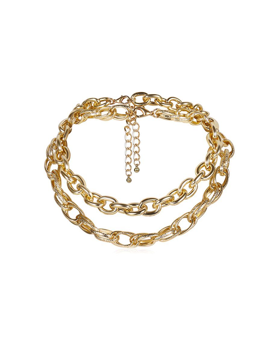 

Street Style Double Layer Chain Necklace, Gold