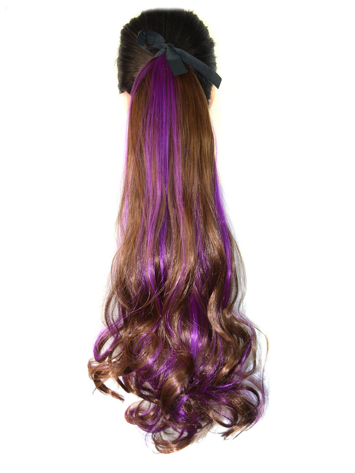 

Mixed Curly Long Synthetic Hair Piece, Purple flower