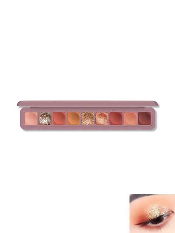 

9 Colors Waterproof Glitter Eyeshadow Powder Palette, Multi-a