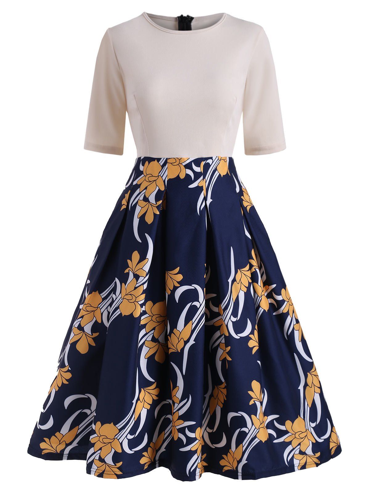 

Flower Print Casual Short Sleeve Dress, Cornsilk