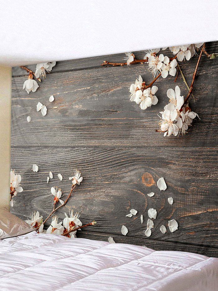 

Wood Peach Blossom Print Waterproof Tapestry, Multi