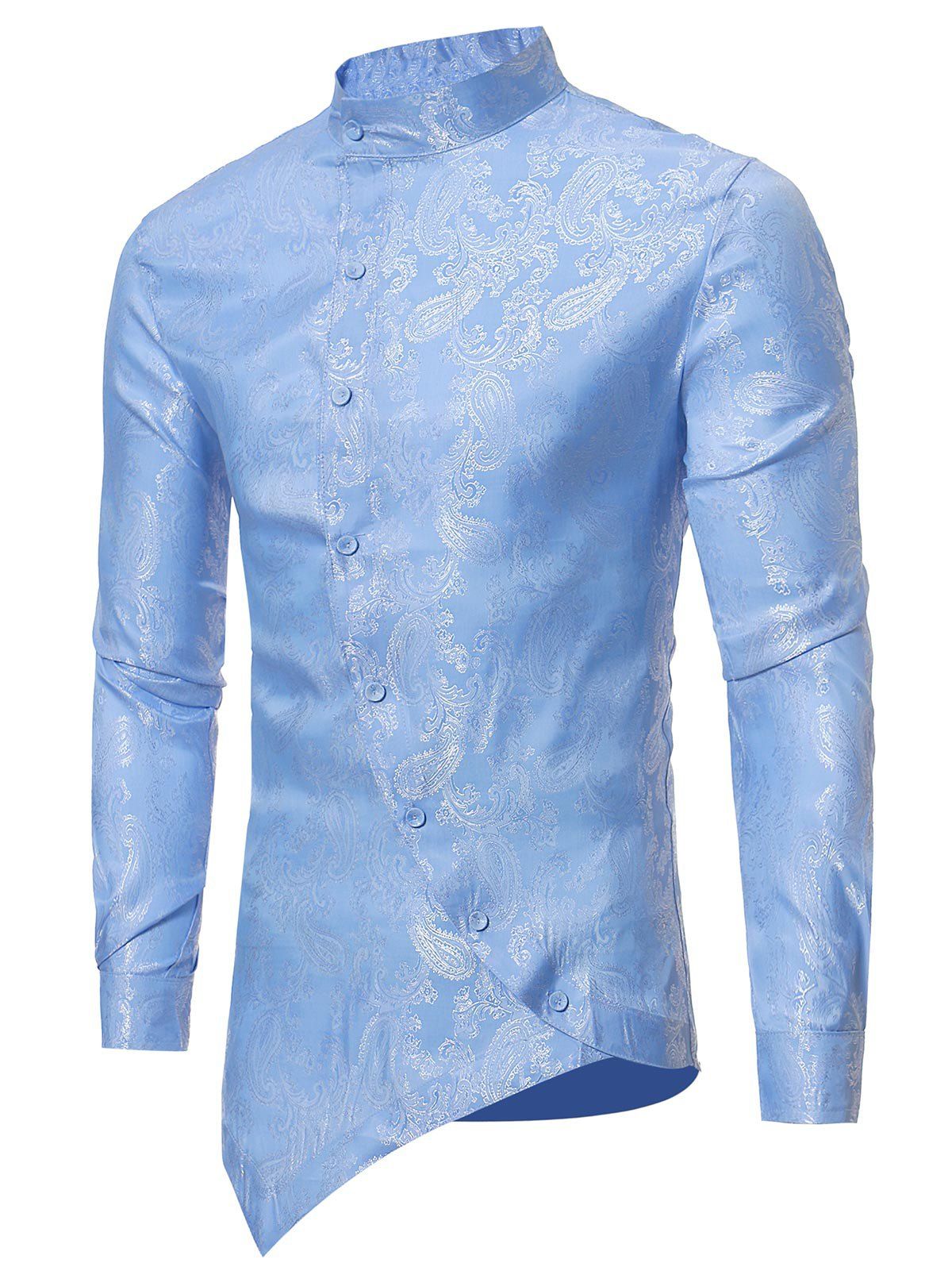 

Ethnic Paisley Pattern Long Sleeves Shirt, Light blue