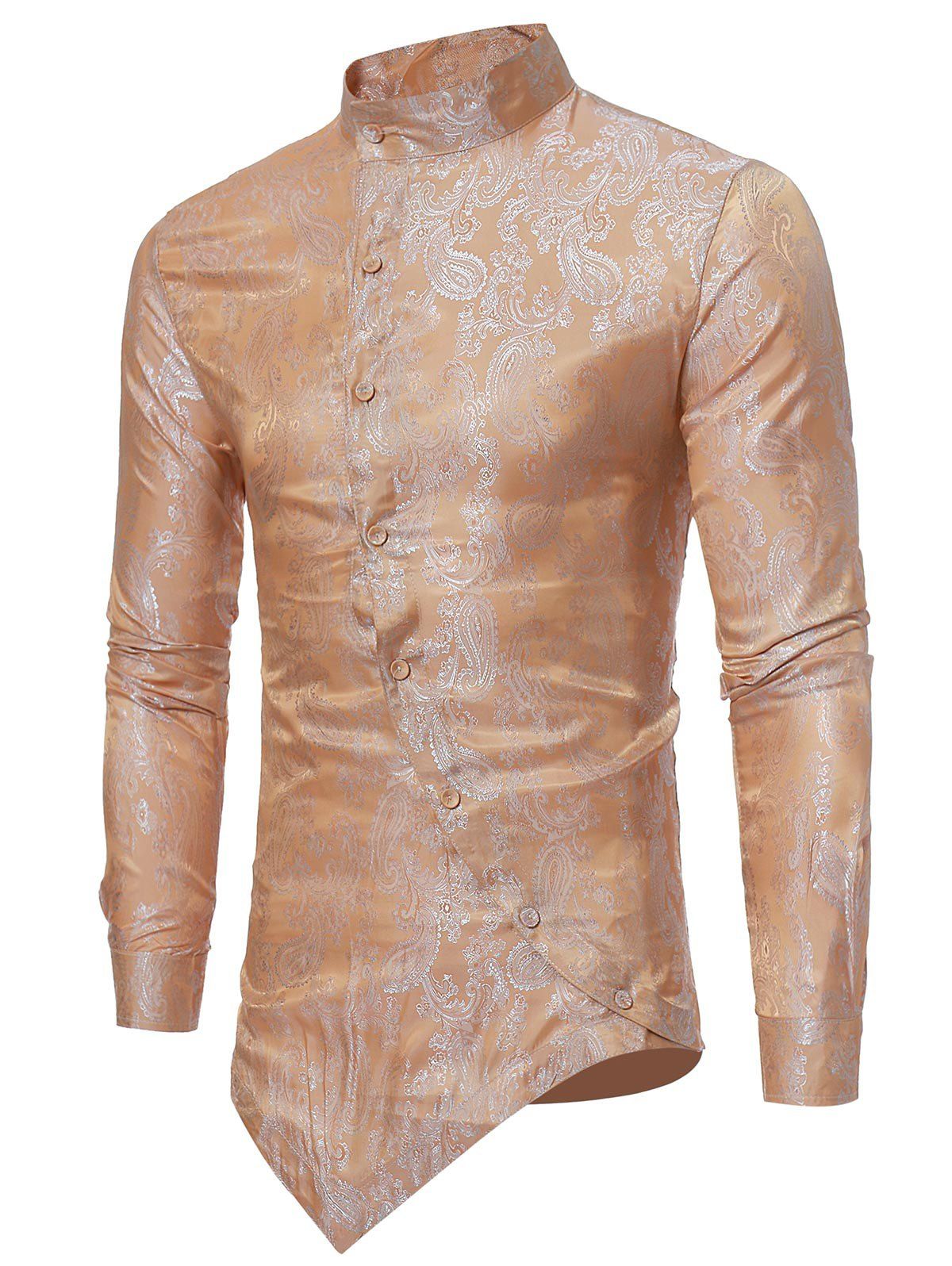 

Ethnic Paisley Pattern Long Sleeves Shirt, Champagne