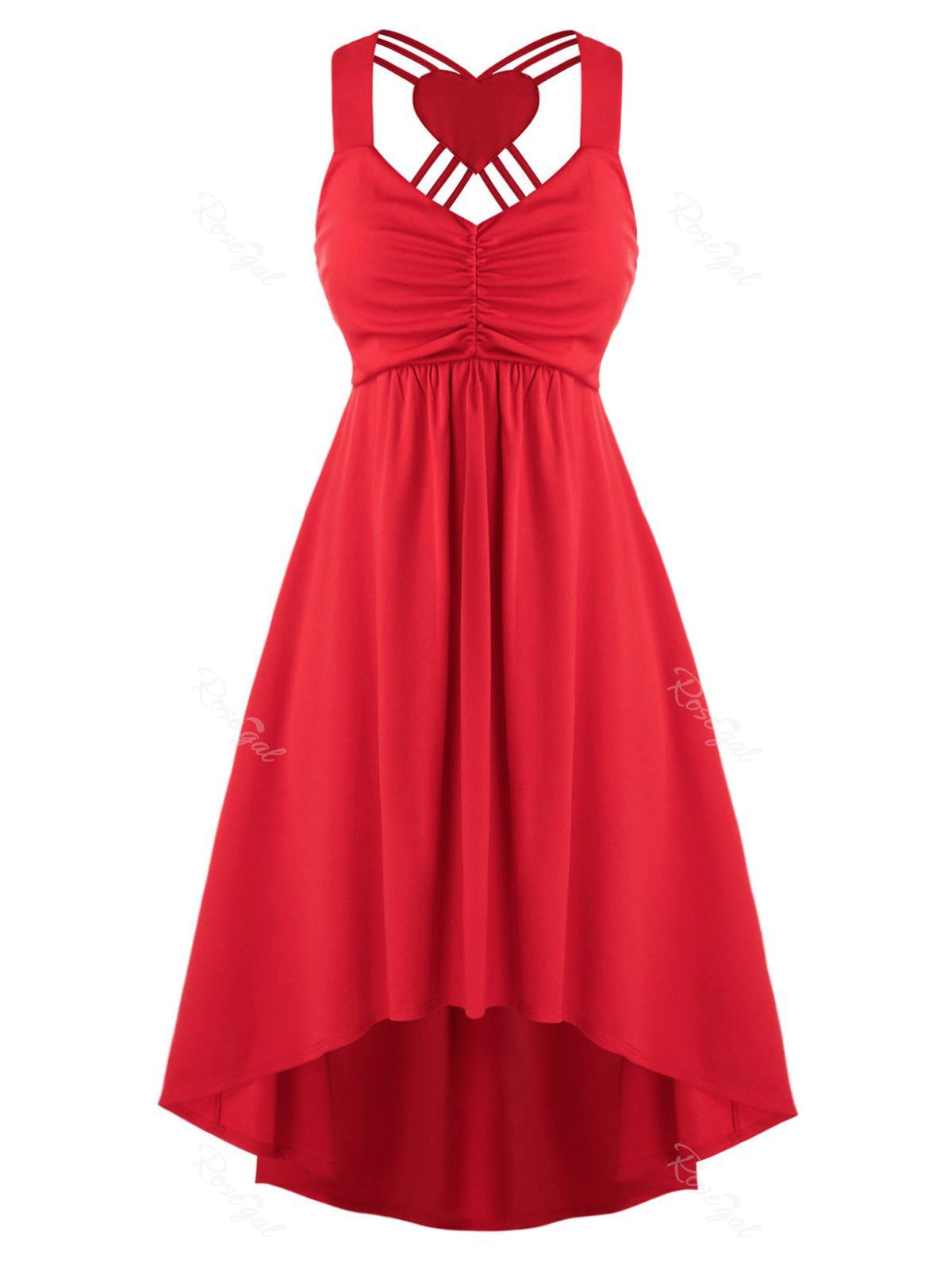 Affordable Plus Size Strappy Heart High Low Valentines Dress  