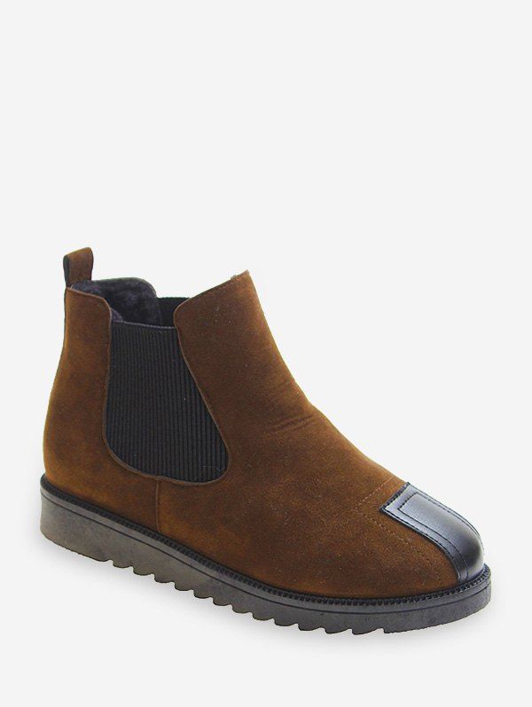

Round Toe Suede Chelsea Ankle Boots, Brown
