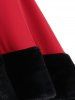 Robe de Soirée Mi-Longue Haute Basse en Fausse Fourrure de Grande Taille - Rouge L