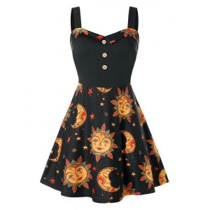 

Plus Size Funny Sun and Star Backless Tunic Tank Top, Golden brown