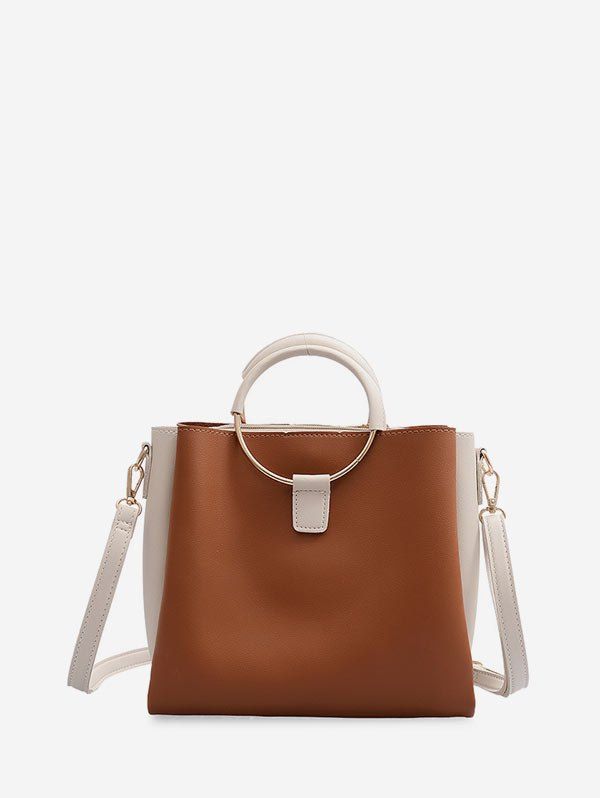 

Two Tone Square Hand Bag, Brown
