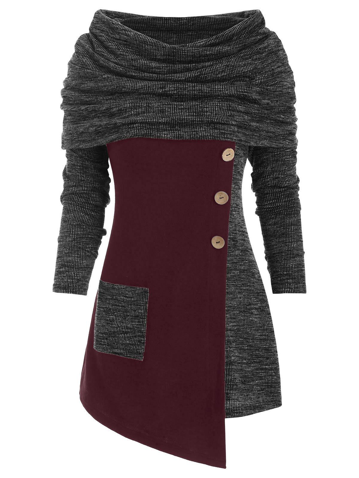 

Buttons Contrast Longline Capelet Knitwear, Carbon gray