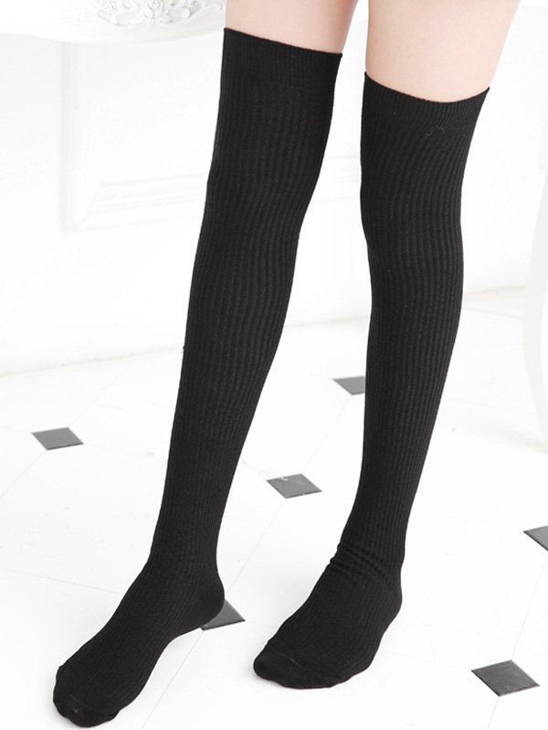 

Solid Sports Over The Knee Socks, Black