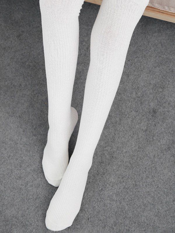 

Solid Sports Over The Knee Socks, White