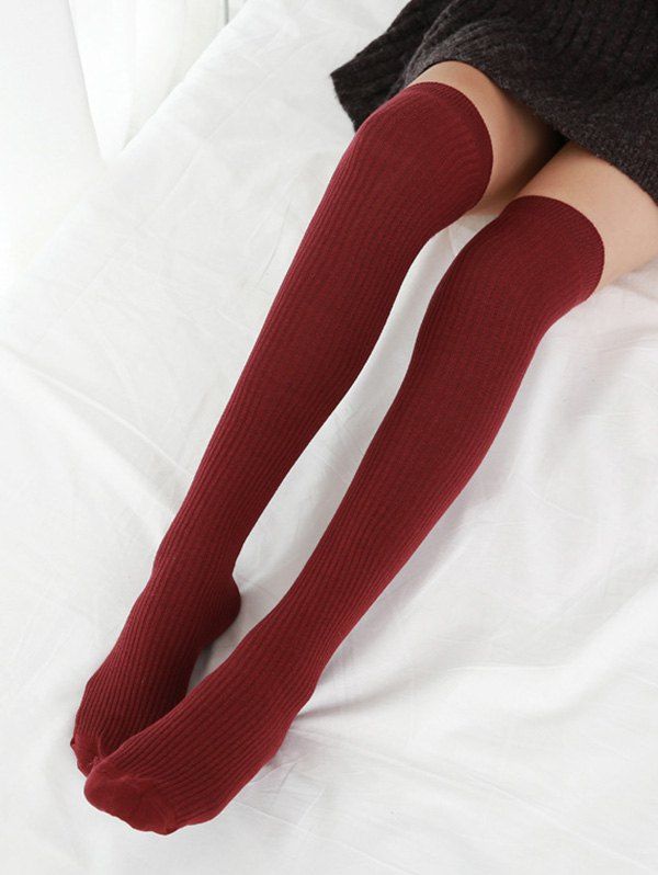 

Solid Sports Over The Knee Socks, Red wine