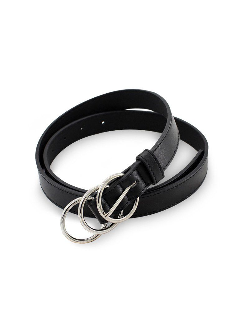 

Brief Rings PU Pin Buckle Belt, Black