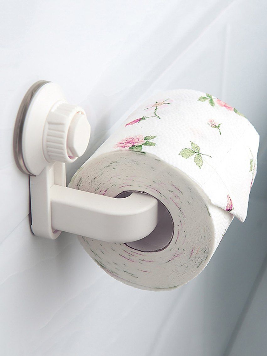 

Wall-mounted Sucker Toilet Roll Holder, White