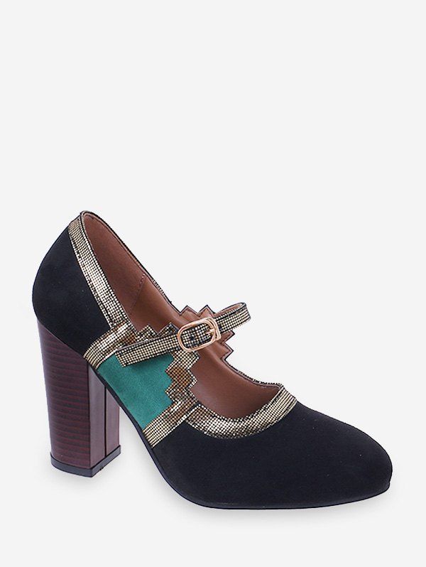 

Sequin Trim Stacked Super High Heel Pumps, Light sea green