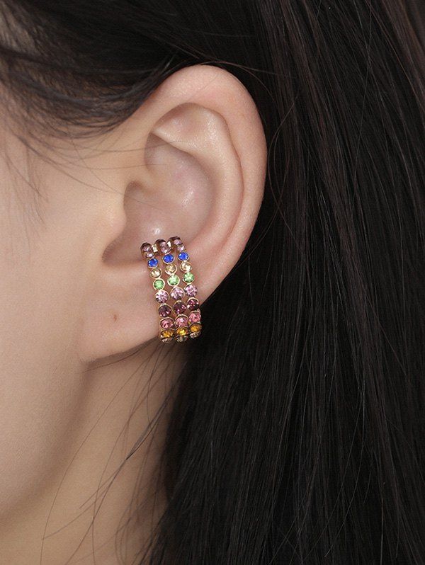 

Rhinestone Circle Cuff Earring, Multi-a