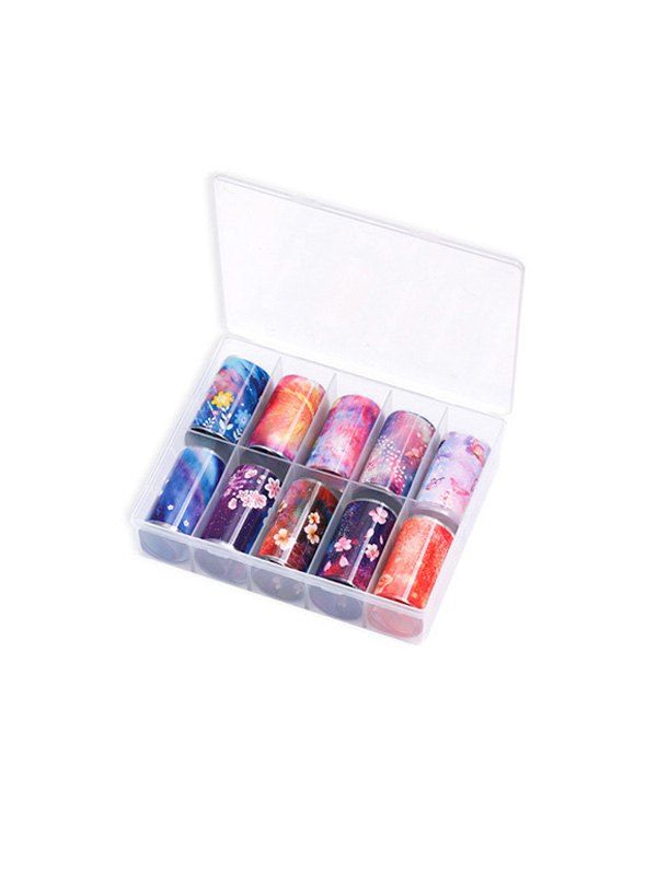 

10PCS Colorful Print Nail Stickers, Multi-a