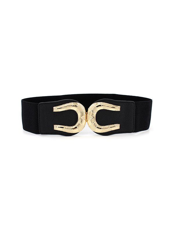 

Horseshoe Shape Wide Elastic Belt, Black