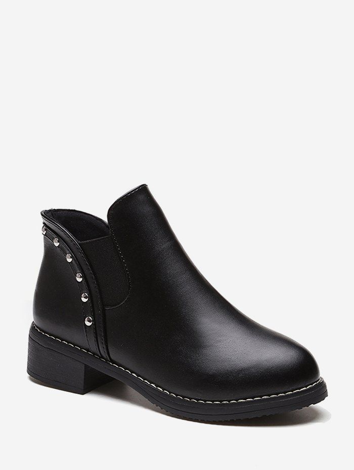 

Studded Leather Chelsea Ankle Boots, Black