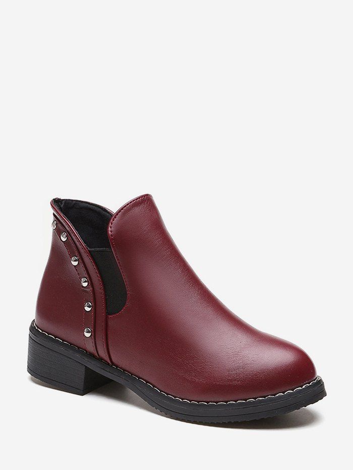 

Studded Leather Chelsea Ankle Boots, Red wine