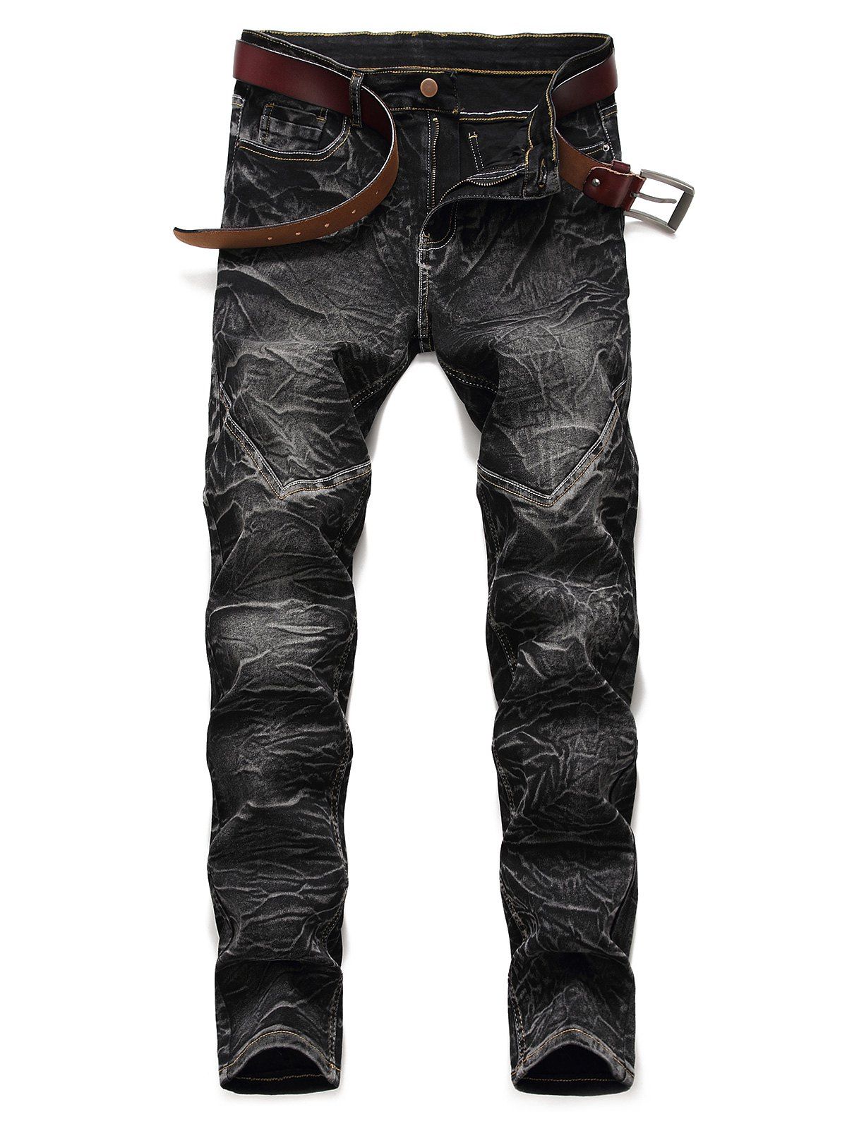

Dark Wash Printed Casual Jeans, Black