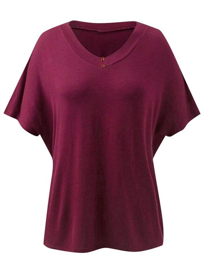 

V Neck Batwing Sleeve Top, Red wine