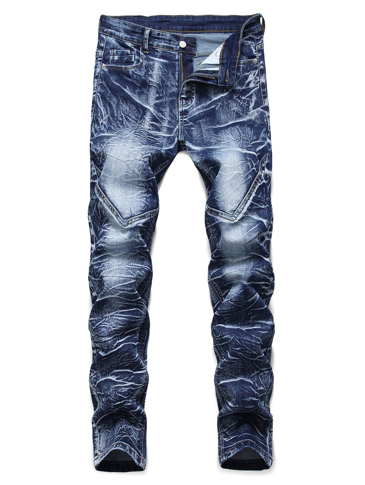 

Leisure Printed Zipper Fly Jeans, Denim dark blue