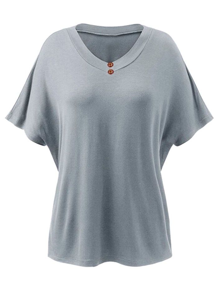 

V Neck Batwing Sleeve Top, Gray