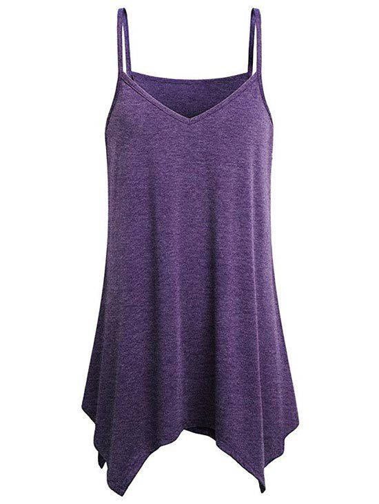 

V Neck Asymmetrical Cami Top, Dark violet