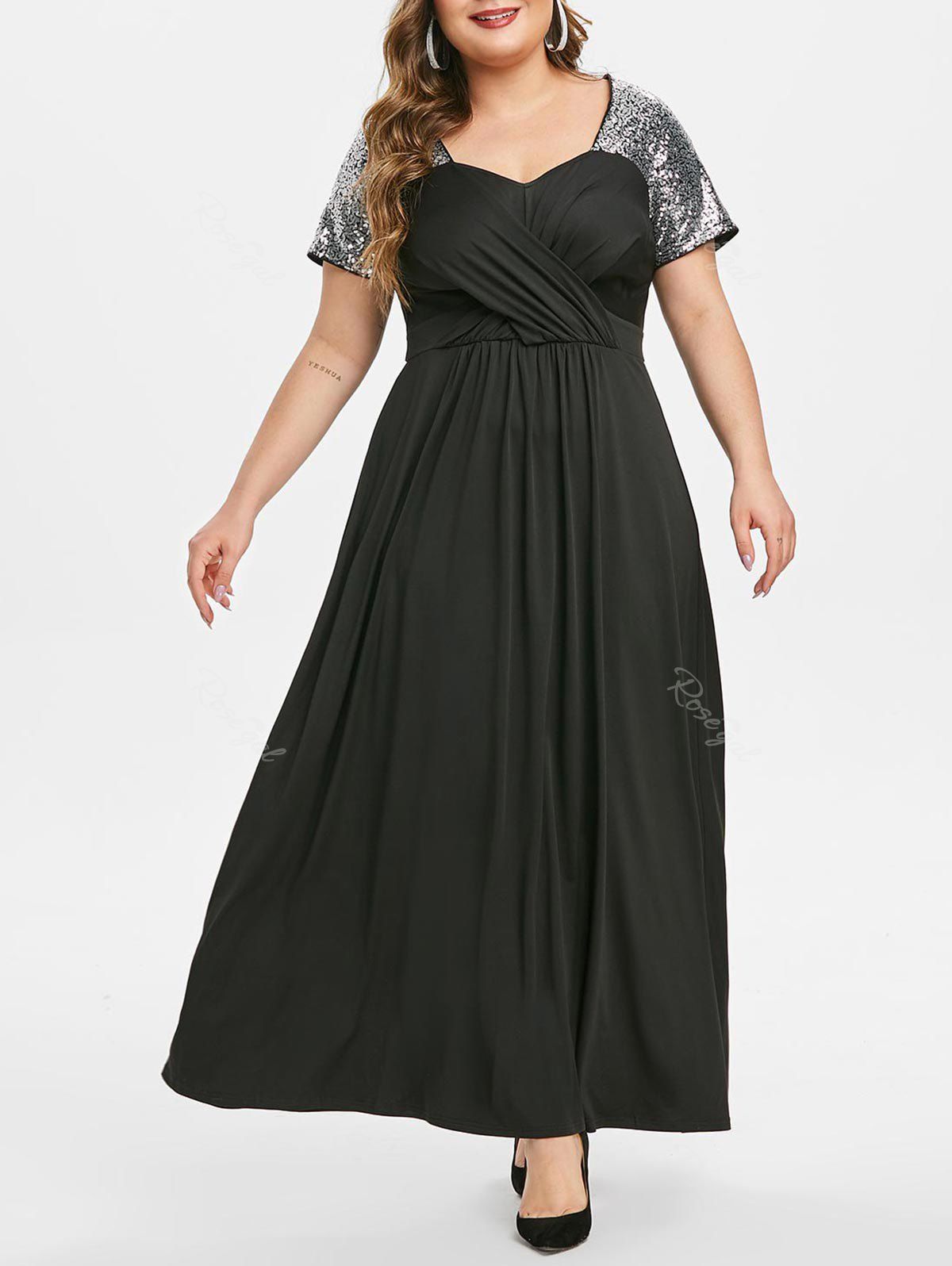 Shops Plus Size Sequin Crossover Maxi Prom Dress  