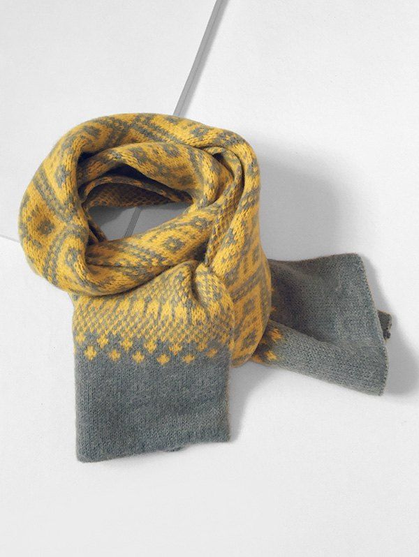 

Winter Argyle Pattern Knitted Long Scarf, Yellow