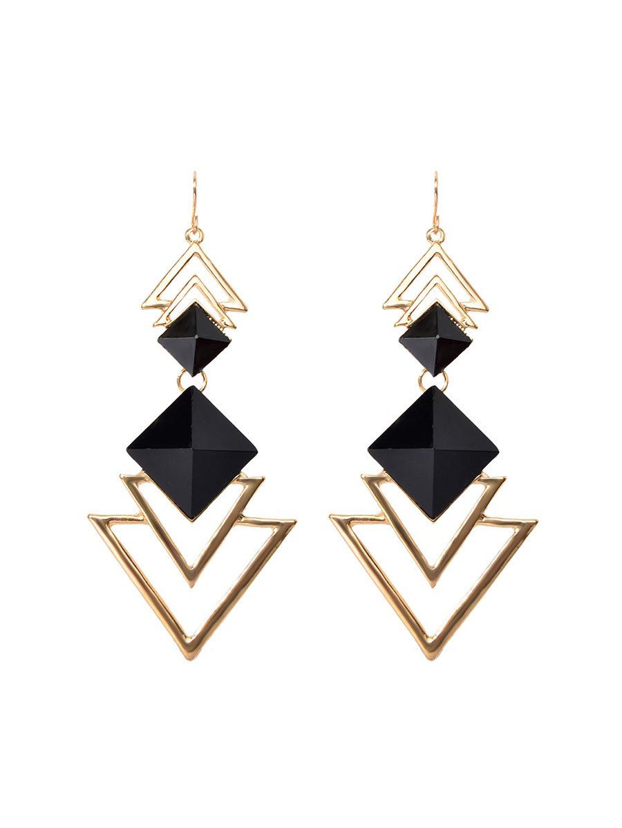 

Alloy Acrylic Geometric Layered Drop Earrings, Black