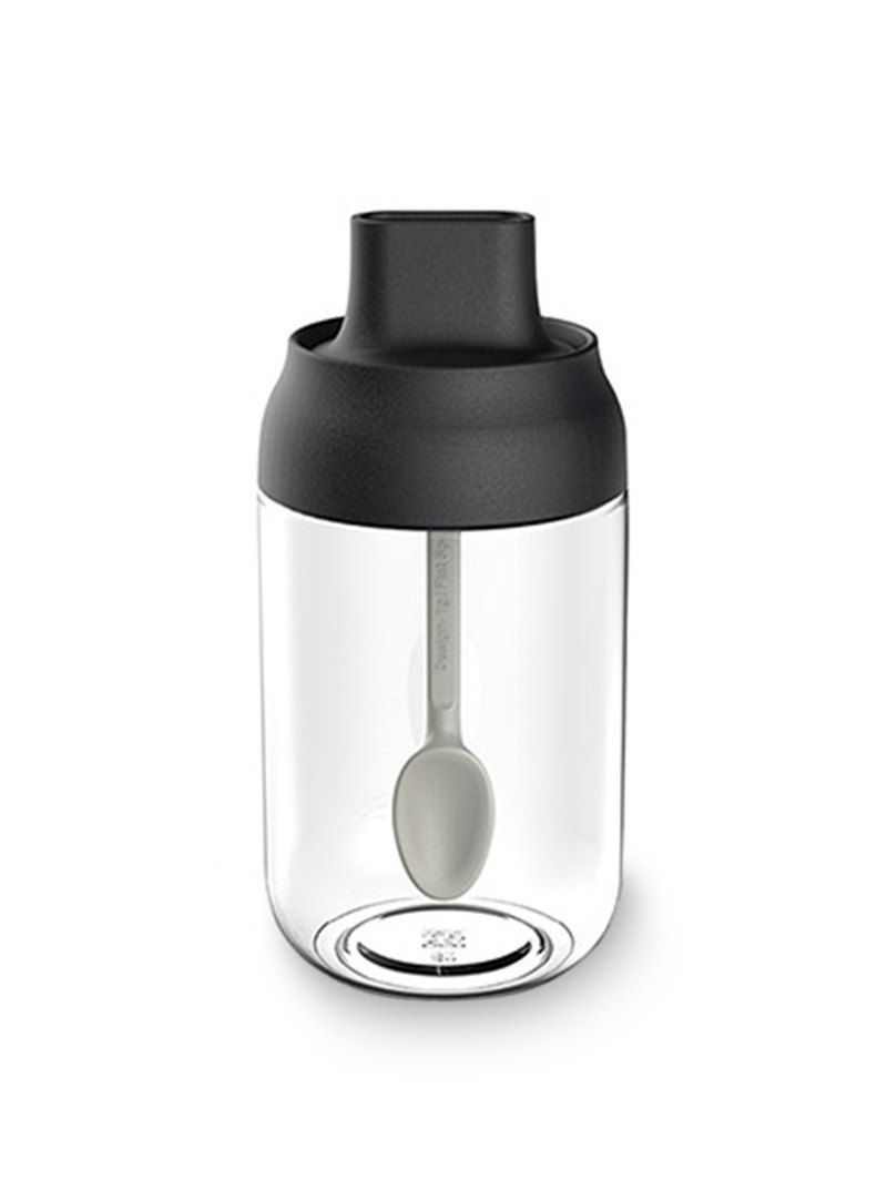 

Moistureproof Glass Spice Jars with Cover Spoon, Black
