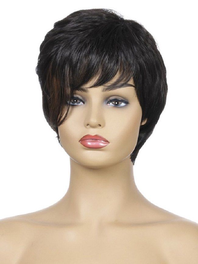 

Short Side Bang Slight Straight Synthetic Wig, Black