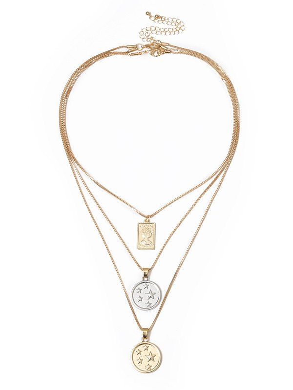 

Engraved Star Layered Pendant Necklace, Gold