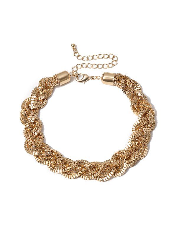 

Statement Alloy Twist Chain Necklace, Gold