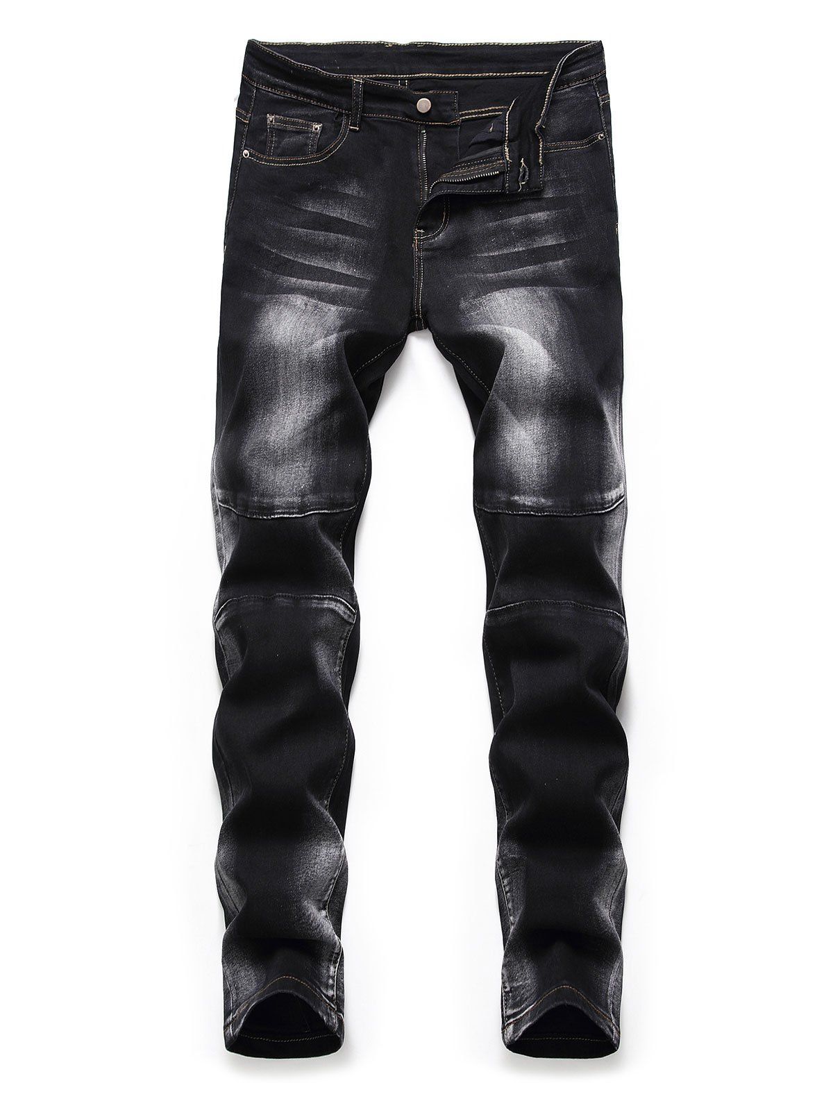 

Casual Printed Zipper Fly Jeans, Black