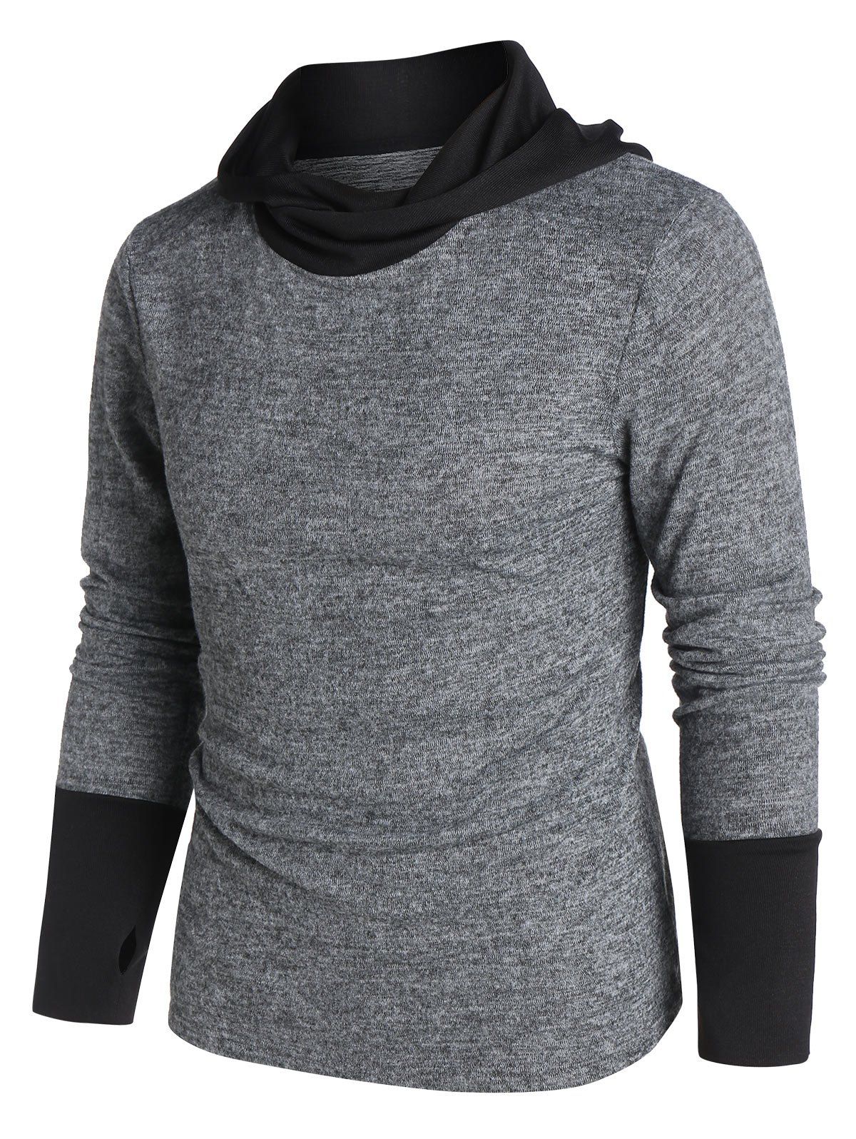 

Hooded Heathered Contrast Sweater, Ash gray