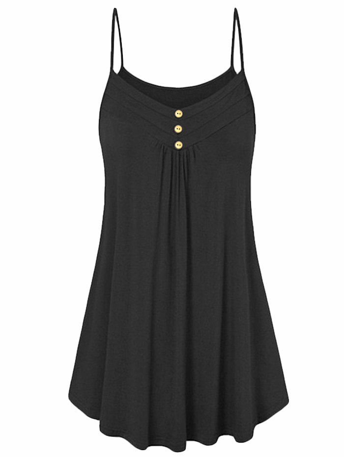 

Buttons Tunic Cami Top, Black
