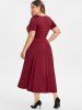 Plus Size Overlap Ring High Waisted Midi A Line Dress -  