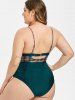 Plus Size 1950s Checked Lattice Ruched Push Up Bikini Swimsuit -  