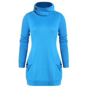 

Cowl Neck Front Pocket Sweatshirt, Turquoise